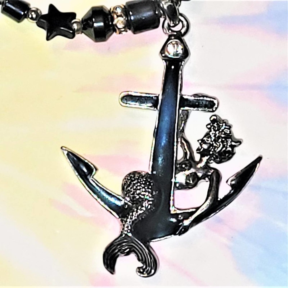 Hematite & Mood Anchor Mermaid Necklace
